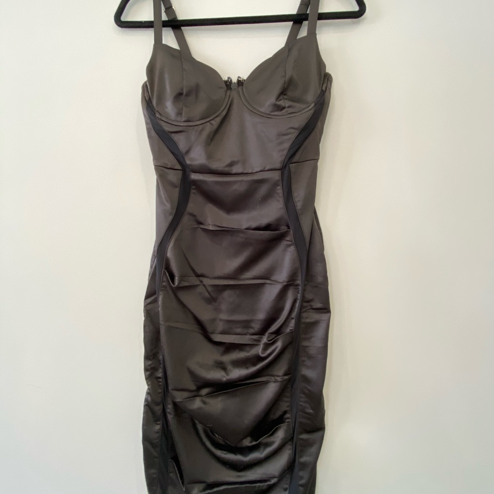 Oh Polly mesh cut out satin dress